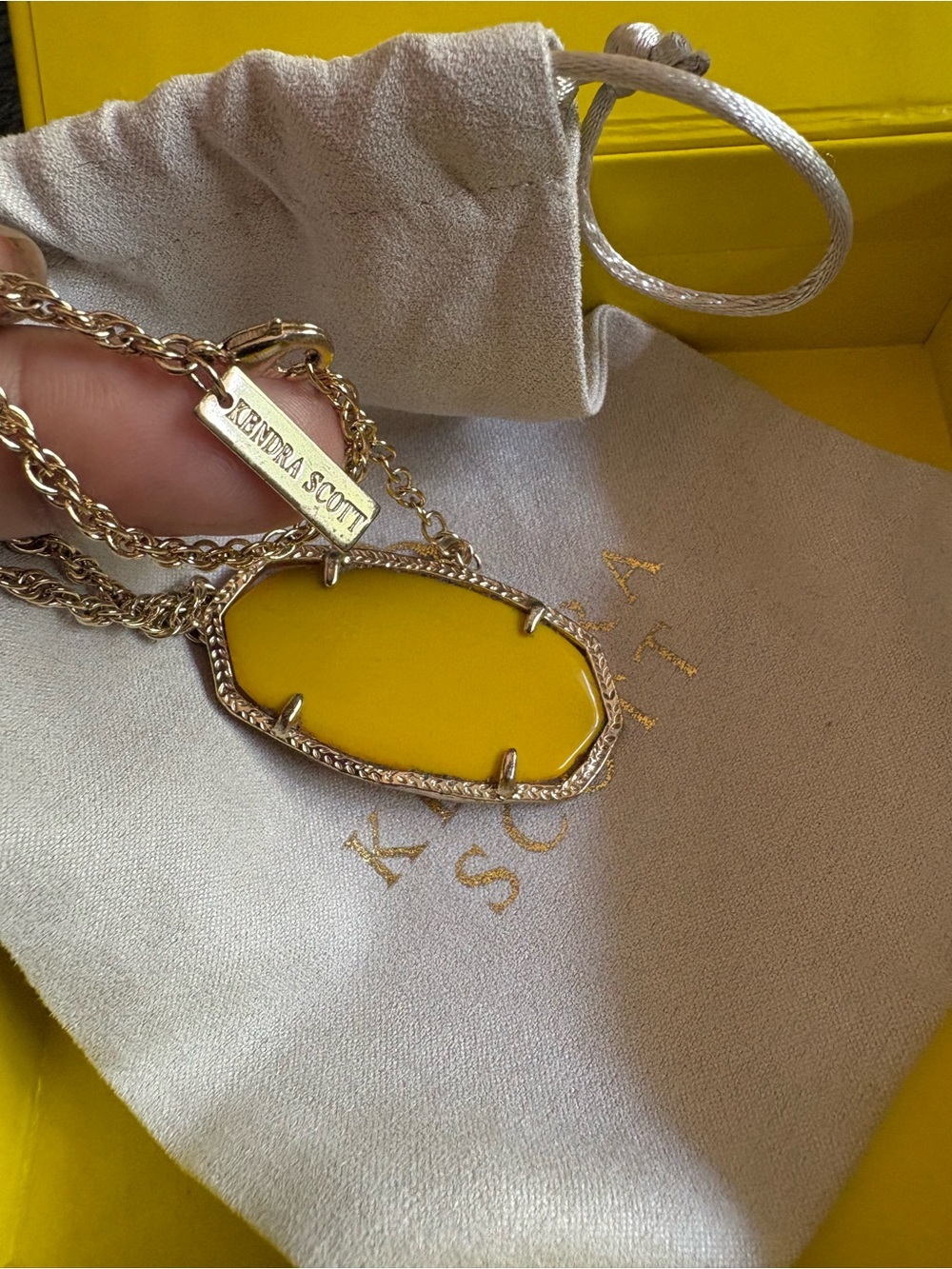 Kendra Scott Gold-Tone drop Necklace with Yellow Pendant - Picture 2 of 4